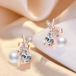 Jewels Galaxy Rose Gold-Plated Contemporary Stud Earrings-37