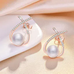 Jewels Galaxy Rose Gold-Plated Contemporary Studs Earrings-45