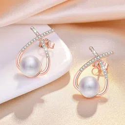 Jewels Galaxy Rose Gold Plated AD Studded Drop Earrings-42
