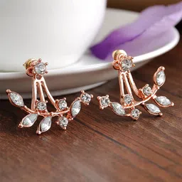 Jewels Galaxy Rose Gold-Plated Contemporary Drop Jacket Earrings-image-31