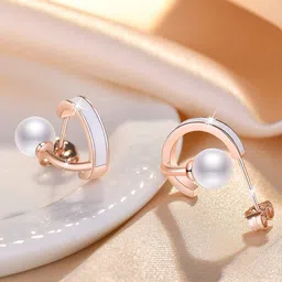 Jewels Galaxy Rose Gold-Plated Contemporary Stud Earrings-image-25