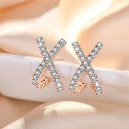 Jewels Galaxy Rose Gold Plated AD Studded Drop Earrings-18