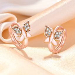 Jewels Galaxy Rose Gold Plated Hoop Earrings-16