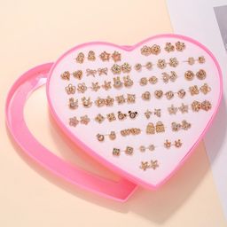 Shining Diva Fashion Set Of 36 Silver-Plated Contemporary Crystals Studs Earrings image 1