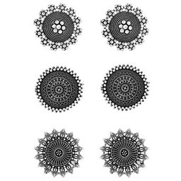 The Pari Set Of 3 Silver-Plated Stone Studded Oxidised Studs Earrings-41