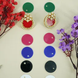 GRIIHAM Gold-Plated Kundan Contemporary Studs Earrings-36