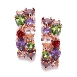 YouBella Peach-Coloured & Gold-Plated Contemporary Studs Earrings-10