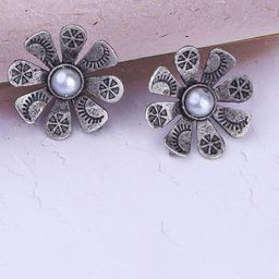 GRIIHAM Silver-Plated Contemporary Studs Earrings-image-13
