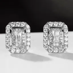 Peora Silver-Toned Contemporary Studs Earrings image 1