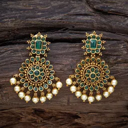 Kushal's Fashion Jewellery Gold-Plated Contemporary Antique Drop Earrings-54