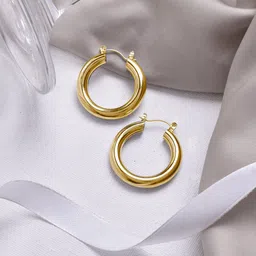 JOKER & WITCH Gold Plated Contemporary Hoop Earrings-13