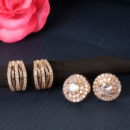 JEWELS GEHNA Gold-Toned Contemporary Pack Of 2 Studs Earrings-image-36