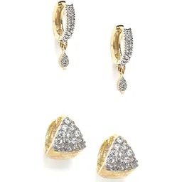 DressBerry Gold-Toned & White Set Of 2 Gold-Plated Contemporary Hoop Earrings-8