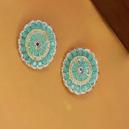 I Jewels Gold Plated Circular Studs Earrings-45