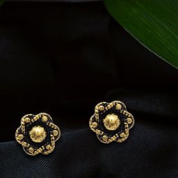 Comet Busters Gold-Plated Floral Stud Earrings-picture-11