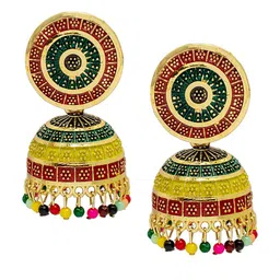 Shining Jewel - By Shivansh Gold-Plated Dome Shaped Jhumkas Earrings-image-33