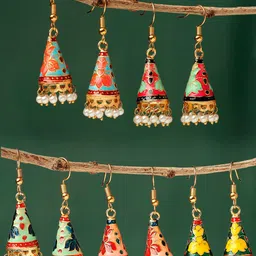 OOMPH Set Of 5 Pearls Contemporary Jhumkas-image-36