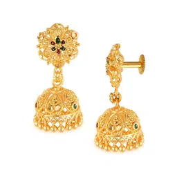 Vighnaharta Set Of 2 Gold-Plated Stone-Studded Bugadi Earrings & Jhumkas-13