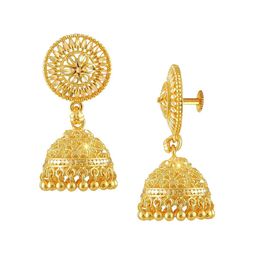 Vighnaharta Set of 2 Gold Plated Bugadi Earrings & Jhumkas-26