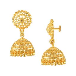 Vighnaharta Set of 2 Gold-Plated Contemporary Jhumkas and Bugadi-33