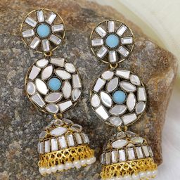 Crunchy Fashion Blue Contemporary Jhumkas Earrings-image-11