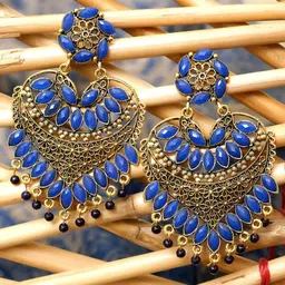 Crunchy Fashion Gold-Plated Artificial Stones & Beads Contemporary Chandbalis-50