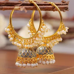 Crunchy Fashion Grey Contemporary Jhumkas Earrings-23