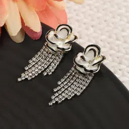 DressBerry Gold Gold-Plated Artificial Stones Studded Drop Earrings-picture-11