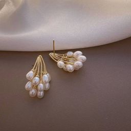 PolluxCraft Gold-Plated Pearls Beaded Contemporary Shaped Studs-41