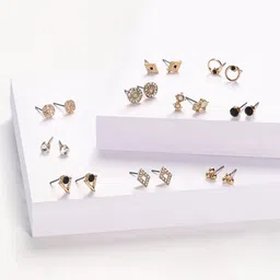 Accessorize Set Of 10 Classic Sparkle Studs-3
