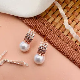 ABDESIGNS Rose Gold-Plated Beaded & Stone Studded Studs Earrings-49