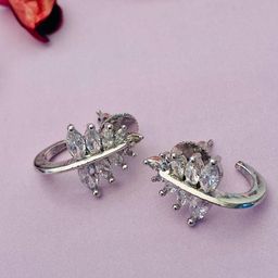 ABDESIGNS Silver-Plated Leaf Shaped Studs Earrings-52