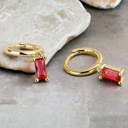 MYKI Gold-Plated Cubic Zirconia-Studded Classic Hoop Earrings image 1