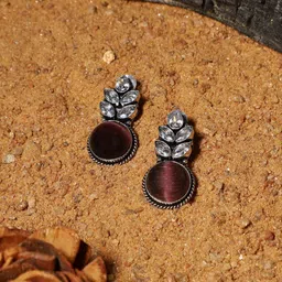 VENI Silver-Plated Oxidised Classic Drop Earrings-18