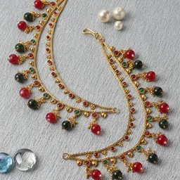 Kennice Gold-Plated Classic Jhumka Earrings With Chain-28