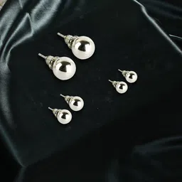 Adwitiya Collection Silver-Plated Pearl Beaded Brass Classic Studs Earrings-image-91