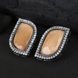 Adwitiya Collection Silver-Plated Stone-Studded Classic Studs-image-24