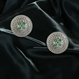 Adwitiya Collection Silver-Plated Oxidised Classic Studs-35