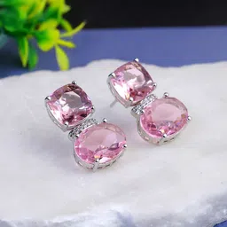 Adwitiya Collection Rhodium-Plated Geometric Drop Earrings-picture-12