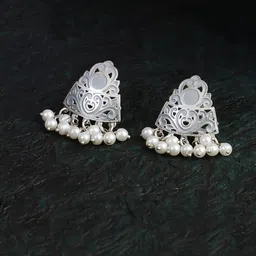 Adwitiya Collection Silver-Plated Classic Drop Earrings-1