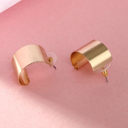 Adwitiya Collection Gold-Plated Contemporary Half Hoop Earrings-95