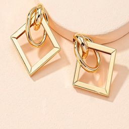 OOMPH Metal Geometric Drop Earrings-18