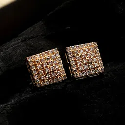 CARDINAL Gold-Toned Square Studs Earrings-13