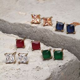 ZENEME Gold -Plated Square Studs Earrings-30