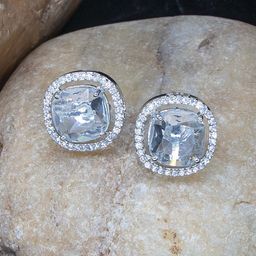 Manikya Rhodium-Plated AD Studded Stud Earrings-14