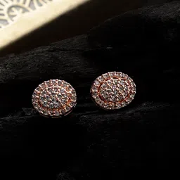 CARDINAL Rose Gold Circular American Dimaond Studs Earrings-29