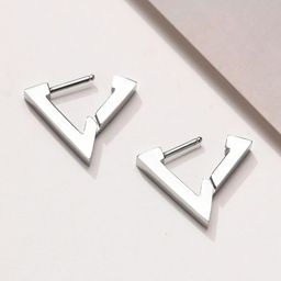 FIMBUL Silver-Plated Stainless Steel Triangular Studs Earrings-27