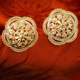 MEENAZ 4Pcs Gold-Plated Circular Studs Earrings-image-62