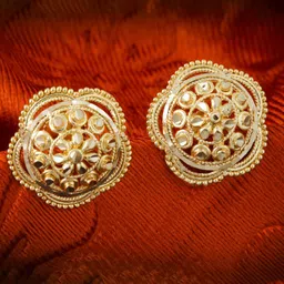 MEENAZ Set of 2 Gold-Plated Circular Studs Earrings-picture-13