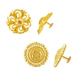 MEENAZ Set of 2 Gold-Plated Classic Studs Earrings-image-99